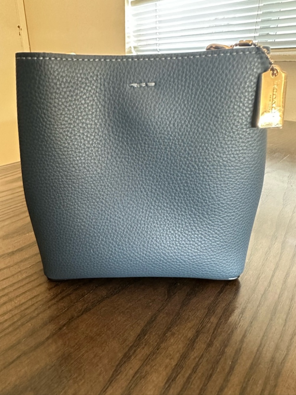 Coach Blue Pebbled Leather Bucket Bag with Gold Hardware - Picture 3 of 7